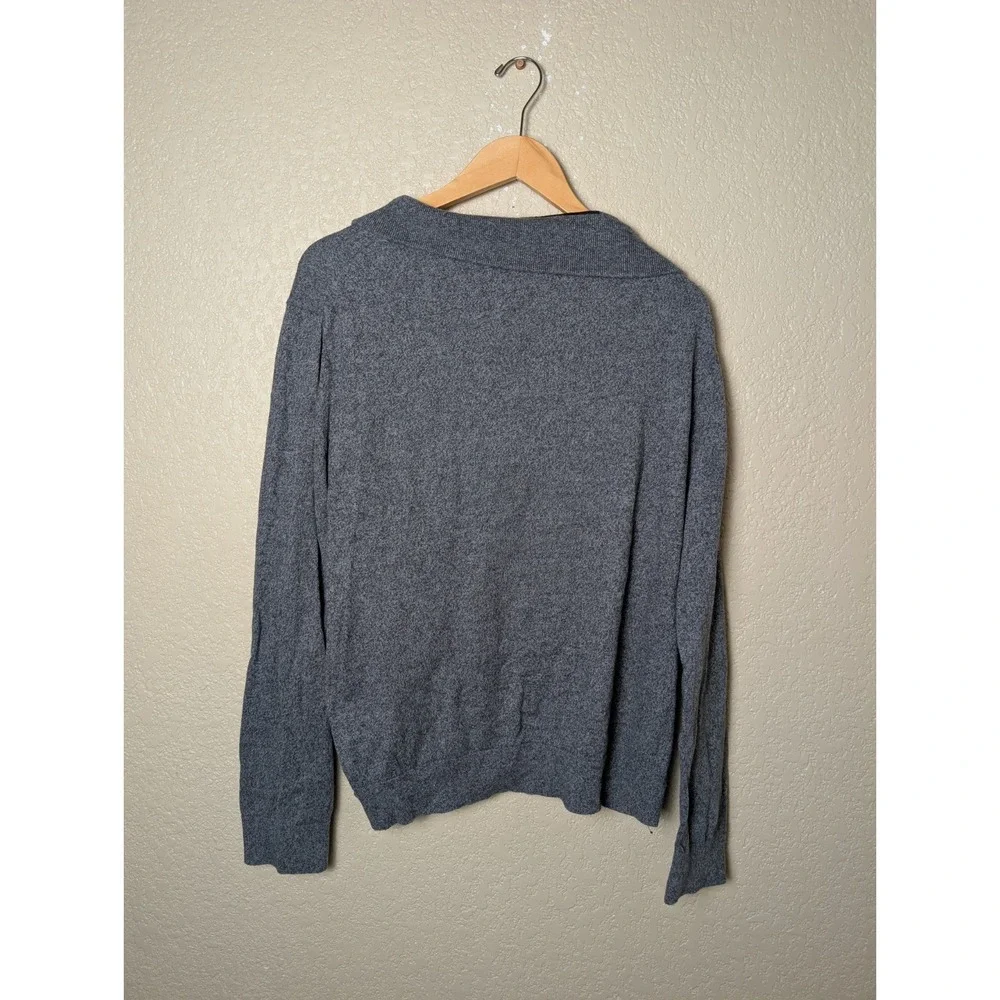 Banana Republic Sweater Mens XL Gray 1/4 Zip Pima Cotton Cashmere Pullover